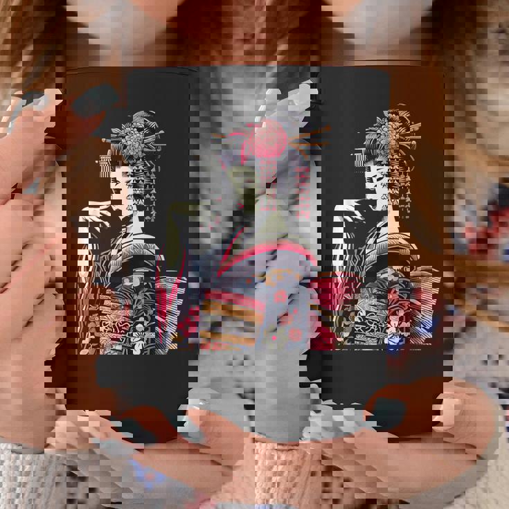 伝統的な着物のエレガントな日本の芸者のイラスト コーヒーマグ 面白い贈り物