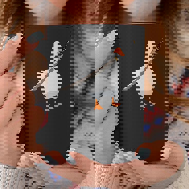 刀を持ったアヒルと剣を持つアヒル 刀包丁 ガチョウ コーヒーマグ 面白い贈り物