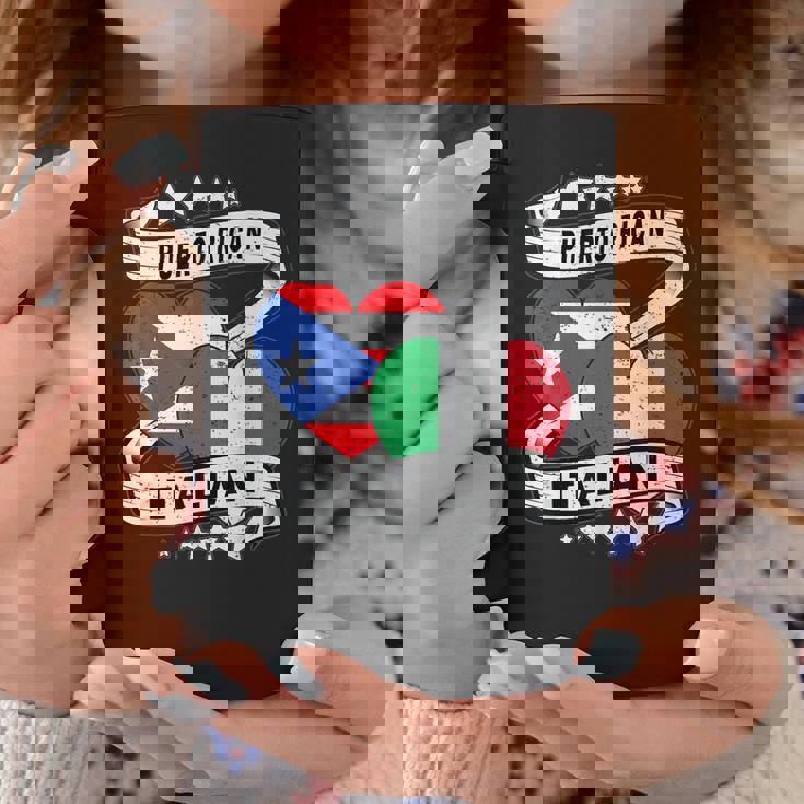 半分イタリア半分プエルトリコの国旗 ハート イタリア プエルトリコ コーヒーマグ 面白い贈り物