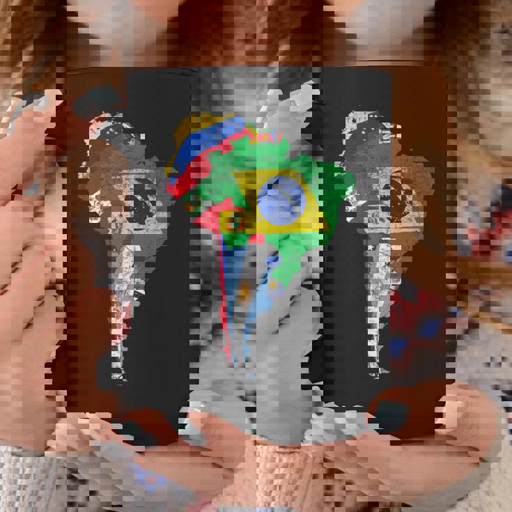 南米大陸地図 旗付き コーヒーマグ 面白い贈り物