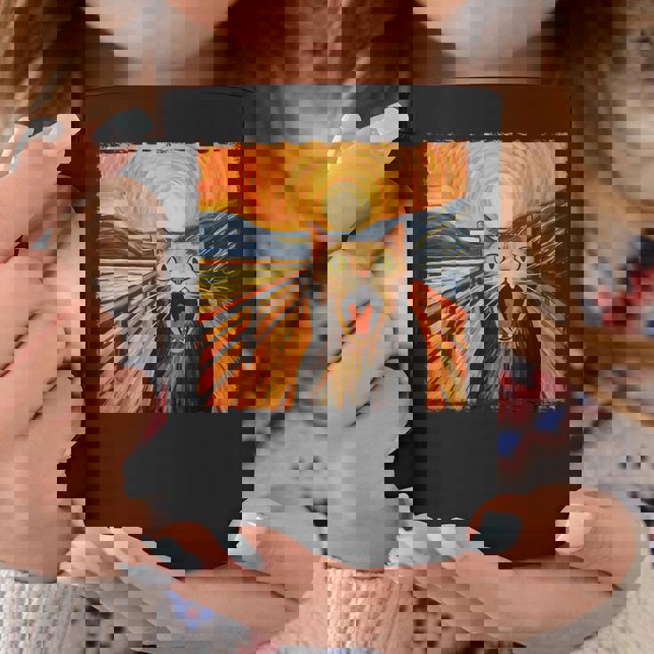 叫ぶ猫、エドヴァルド・ムンク風、面白い猫 コーヒーマグ 面白い贈り物