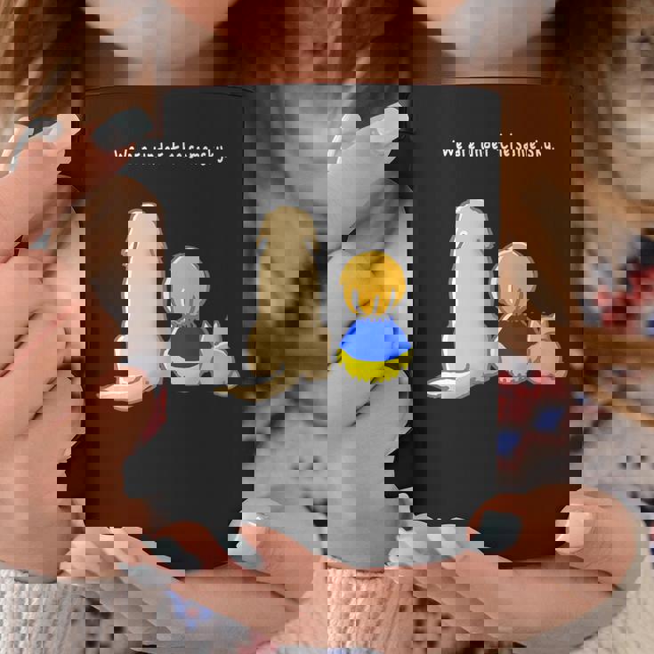 同じ空の下白文字 ウクライナ 反戦 平和 希望 仲間 家族 犬 猫 メンズ レディース キッズ コーヒーマグ 面白い贈り物