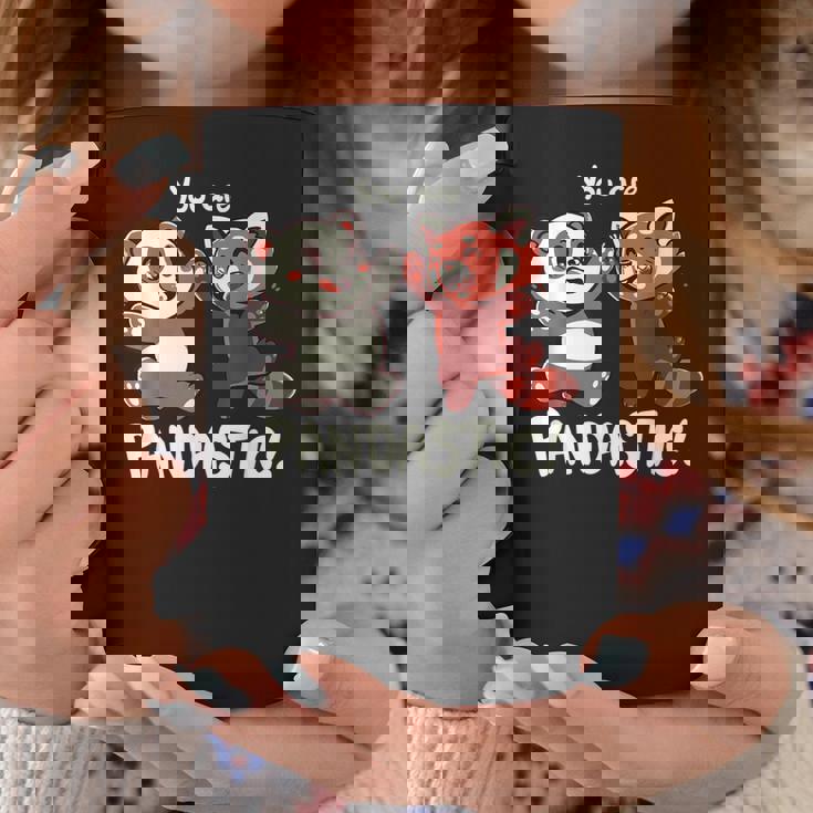 君はパンダスティックだよハイタッチのレッサーパンダとパンダ コーヒーマグ 面白い贈り物