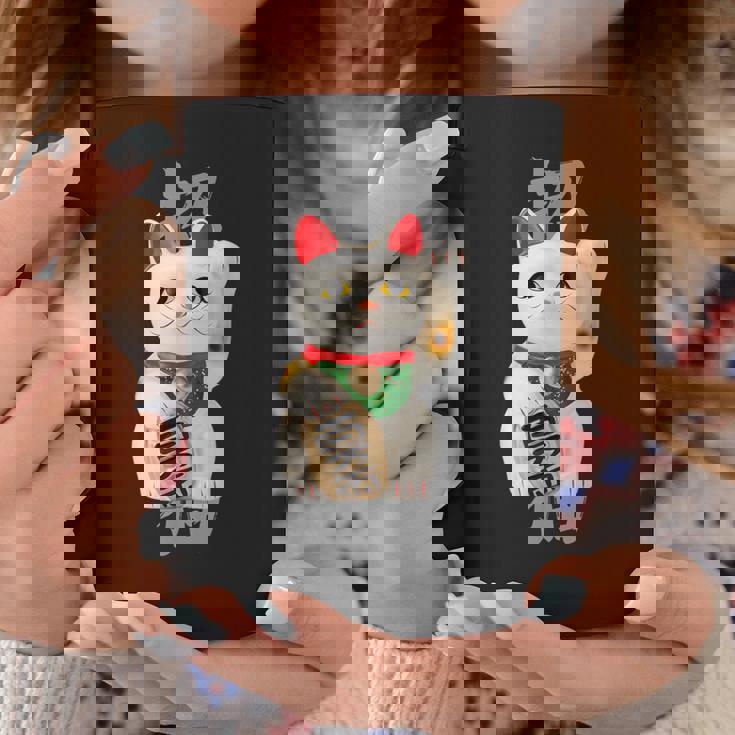 和風招き猫デザイン 縁起物アート 招福と金運アップ コーヒーマグ 面白い贈り物