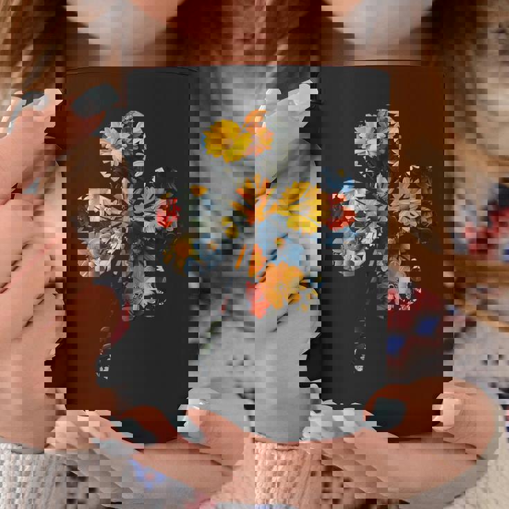 四つ葉のクローバーのシルエット 花 植物 花柄 コーヒーマグ 面白い贈り物