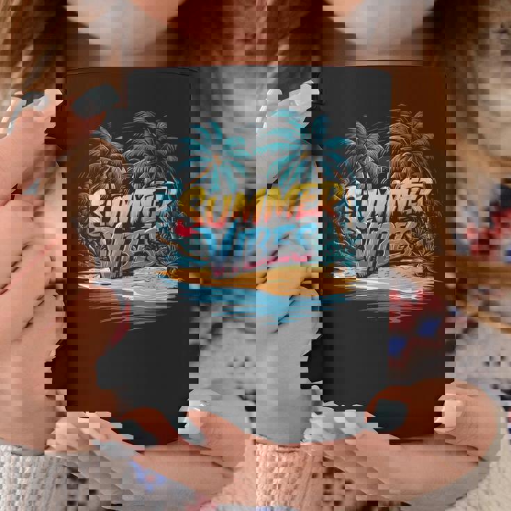 夏 バイブ トロピカル ビーチ ヤシの木 オーシャン サンシャイン コーヒーマグ 面白い贈り物