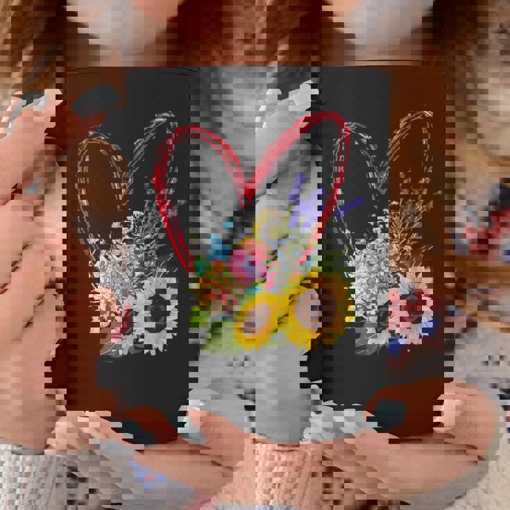 夏の花のデザイン、ひまわり、ラベンダー、アジサイ コーヒーマグ 面白い贈り物