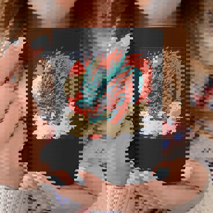 大胆でクールな外観の素晴らしい日本のドラゴン。 コーヒーマグ 面白い贈り物