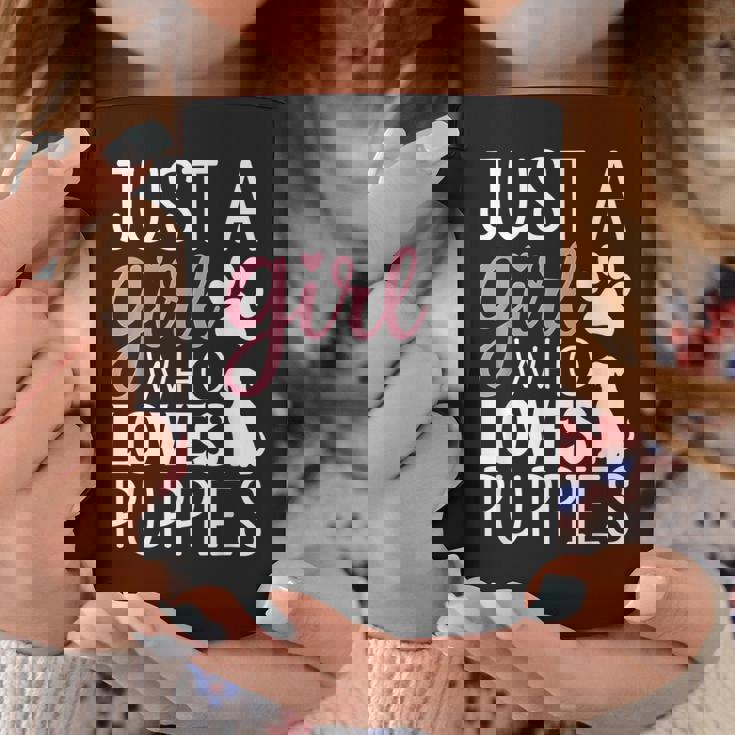 子犬 女の子 犬好き キュート ピンク 足跡プリント デザイン コーヒーマグ 面白い贈り物