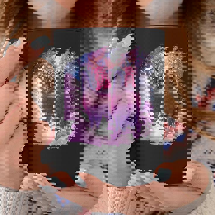 宇宙で虹色のラマに乗る子猫 コーヒーマグ 面白い贈り物