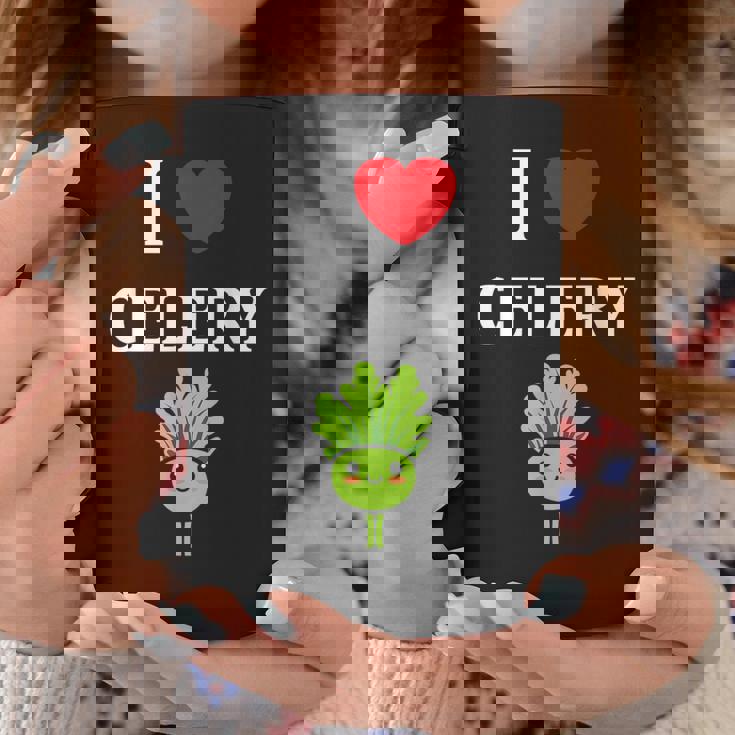 小さな野菜 セロリ ミニマリスト かわいい シンプル セロリ I Love Celery コーヒーマグ 面白い贈り物