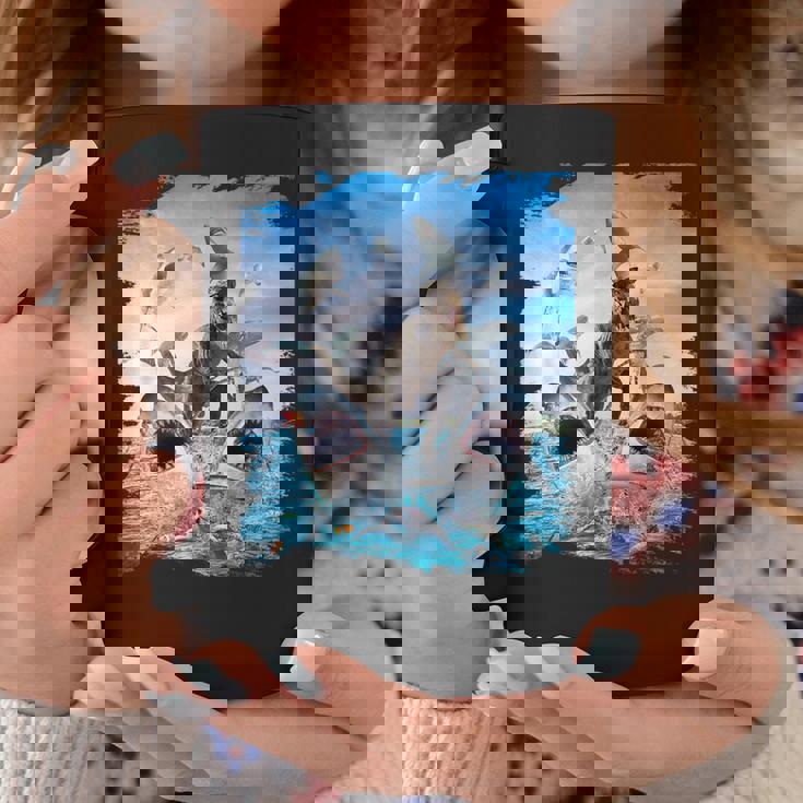 恐竜乗馬サメ ビーチオーシャンサメ サングラス 面白い コーヒーマグ 面白い贈り物