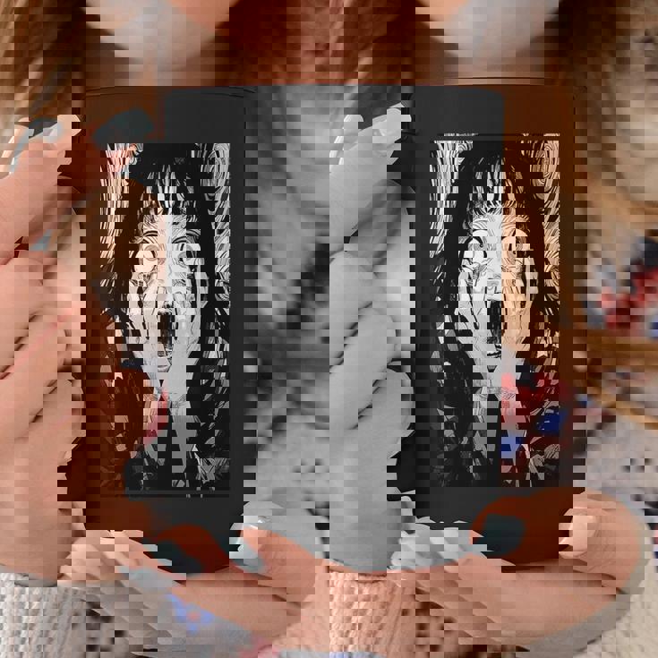 悲鳴 漫画 少女 怖い 目 ホラー ハロウィン 恐ろしい コーヒーマグ 面白い贈り物