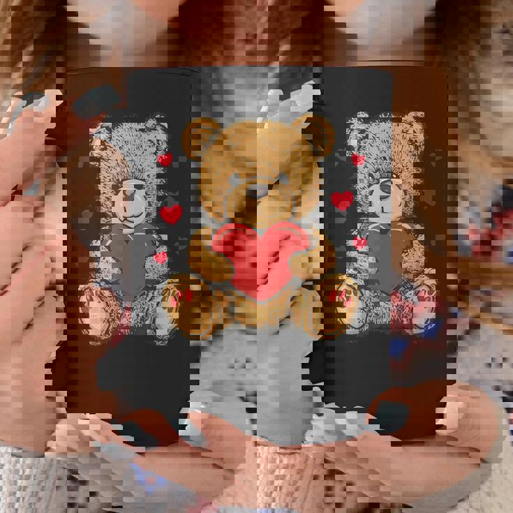 愛らしいハート付きテディベア ラブぬいぐるみ コーヒーマグ 面白い贈り物