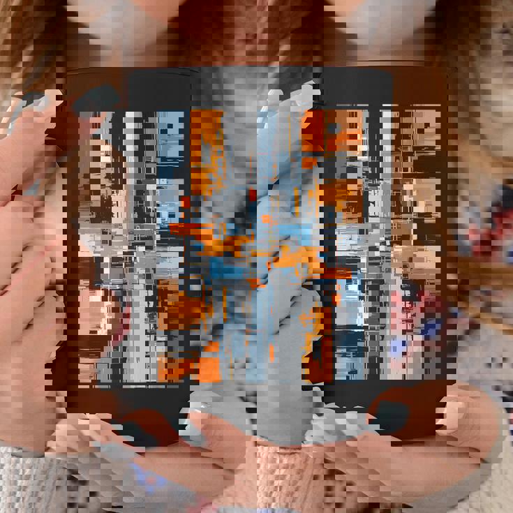抽象幾何アート オレンジ青 モダン Abstract Geometric Composition コーヒーマグ 面白い贈り物