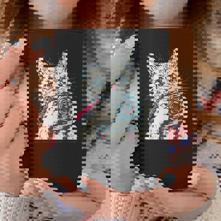 旅行や写真を撮るのに最適なカメラ猫。 コーヒーマグ 面白い贈り物