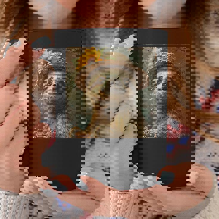 日よけ帽子をかぶったかわいいナマケモノ、面白いナマケモノ コーヒーマグ 面白い贈り物