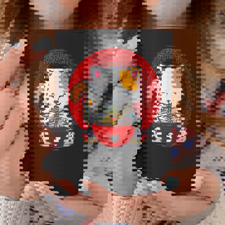 日本のカワイイ アニメ 猫 麺丼 猫 ラーメンを食べる コーヒーマグ 面白い贈り物