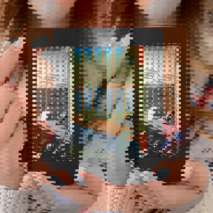 日本のヴィンテージアート 日本美術 浮世絵 日本の 多色刷 木版画 ネコ 猫 富士山 歌川 広重 コーヒーマグ 面白い贈り物