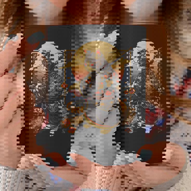 日本の芸術 猫 忍者 浮世絵 アニメスタイル サムライキャット コーヒーマグ 面白い贈り物