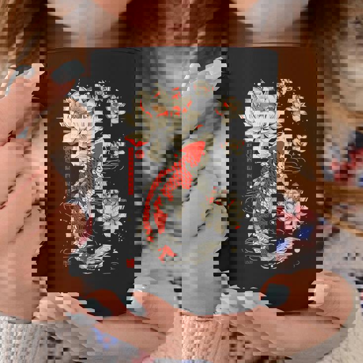 日本の鯉 魚 蓮の花 ヴィンテージ アート 日本 コーヒーマグ 面白い贈り物