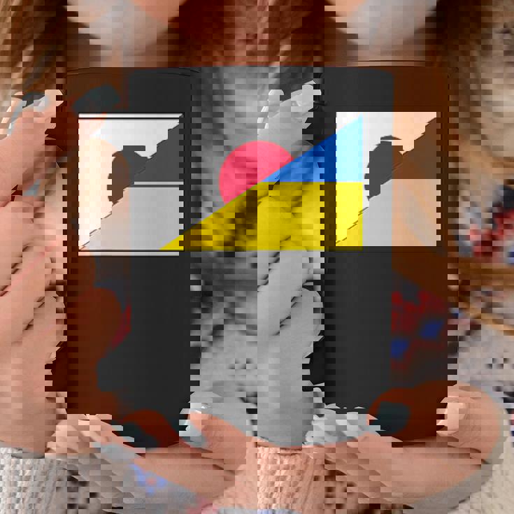 日本ウクライナ国旗日本語ウクライナサポートスタンド付き コーヒーマグ 面白い贈り物