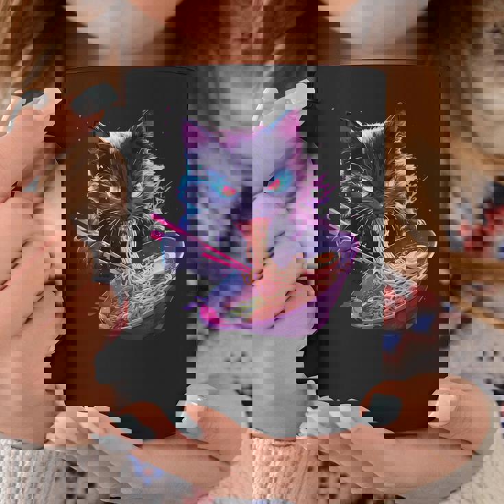 日本美術 ラーメン 猫 忍者 シンセウェーブ スタイル サムライキャット コーヒーマグ 面白い贈り物