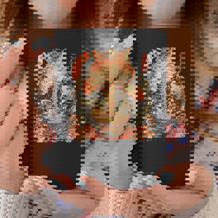 日本美術 ラーメン 猫 忍者 浮世絵 アニメ風 侍猫 コーヒーマグ 面白い贈り物