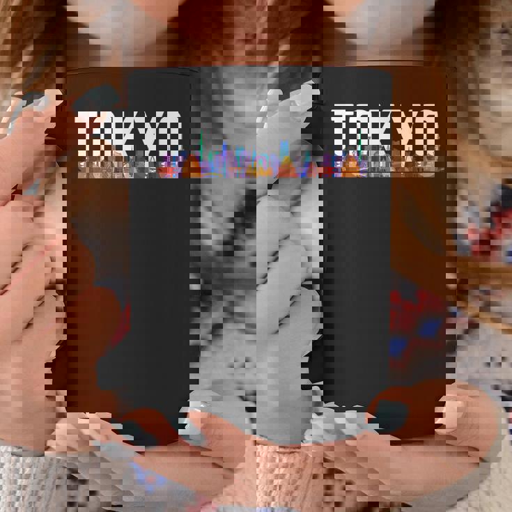 東京 日本 都市 スカイライン シルエット 楽しい カラフル 風景 コーヒーマグ 面白い贈り物