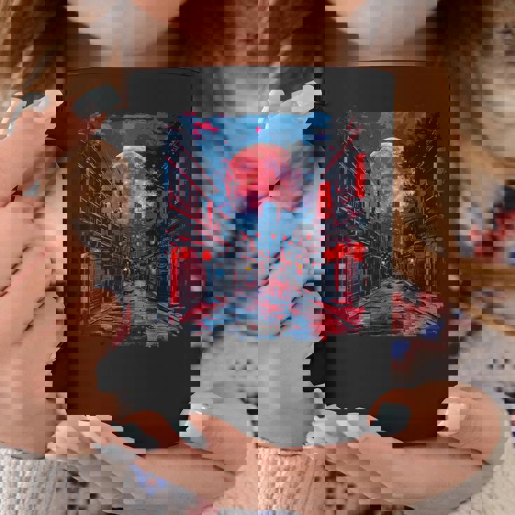 東京の街並み 日本の夜景 ライト付き ヴェイパーウェーブ コーヒーマグ 面白い贈り物