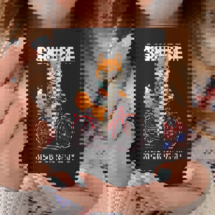 柴犬 いぬ イラスト 柴犬好き 犬好き 自転車 かわいい おもしろ レトロ Ride For Life's Joy コーヒーマグ 面白い贈り物