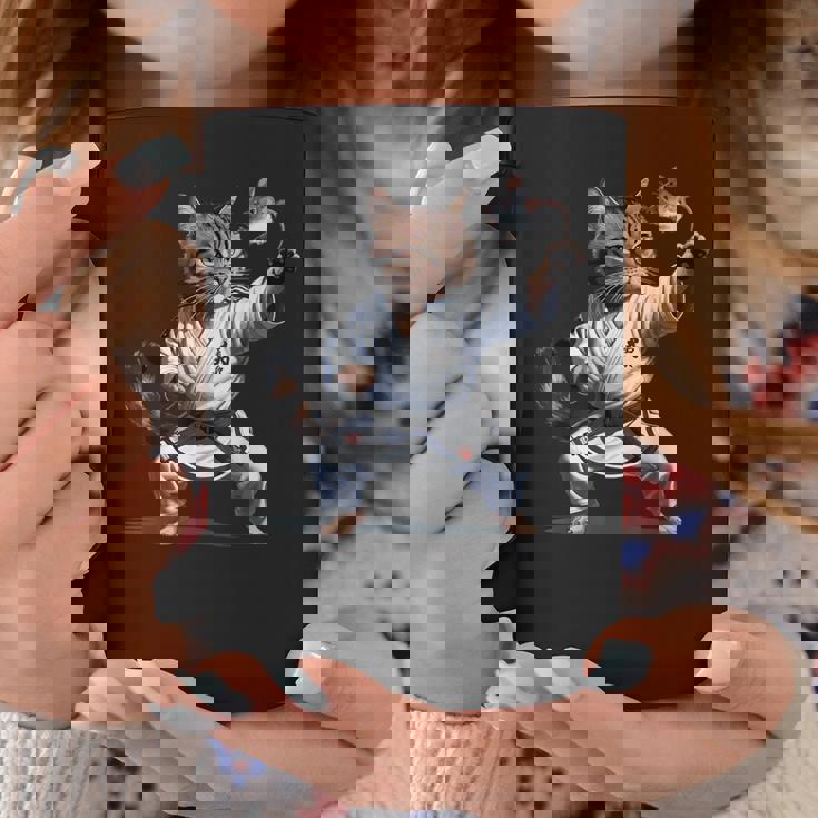 格闘技 猫 空手 黒帯 おもしろ戦闘機 コーヒーマグ 面白い贈り物