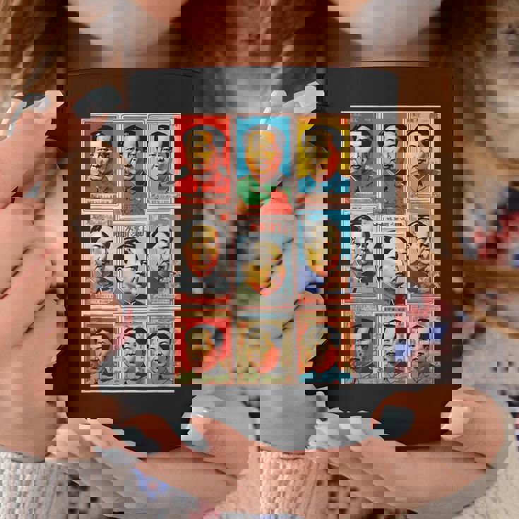 毛沢東ポップアートグリッド-9カラフルな肖像画と書道 コーヒーマグ 面白い贈り物