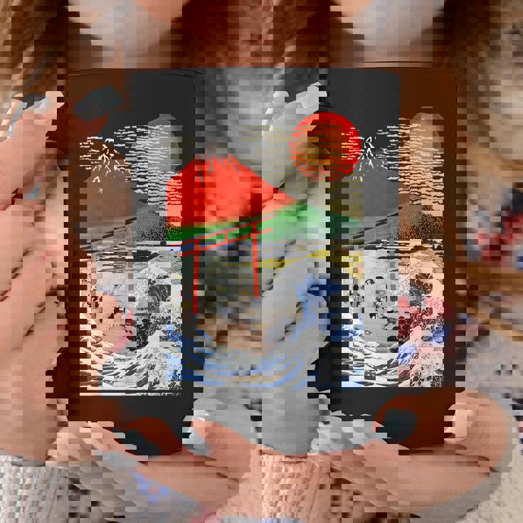 江戸日本 浮世白斎 赤富士山・津波 コーヒーマグ 面白い贈り物