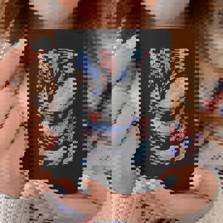 深海の海の生き物 オールフィッシュホエールサメ 水彩画 コーヒーマグ 面白い贈り物