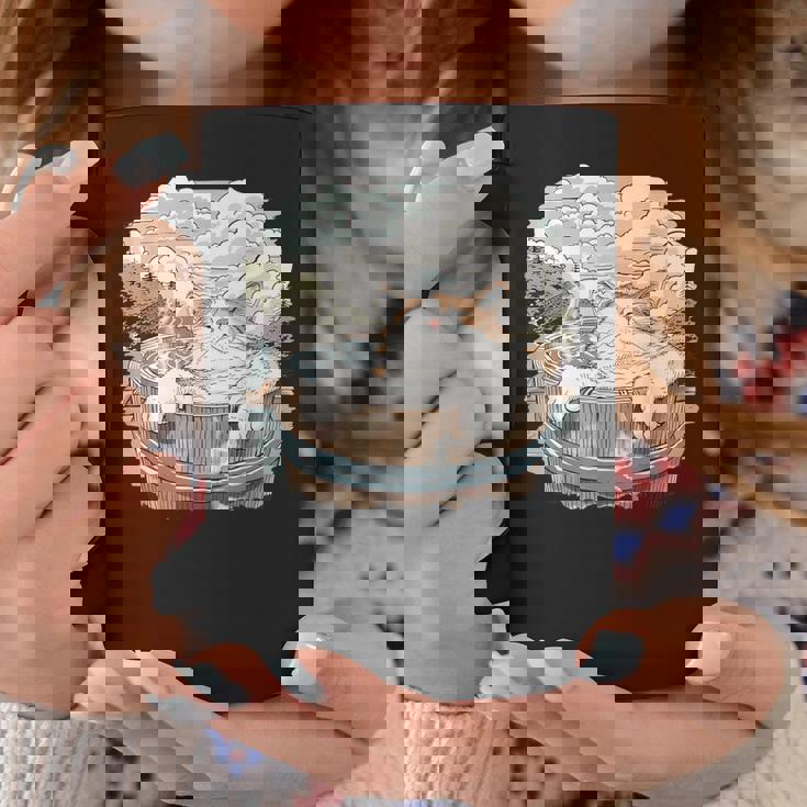 温泉 風呂 子猫 ペット好き 日本画 かわいい 猫 コーヒーマグ 面白い贈り物