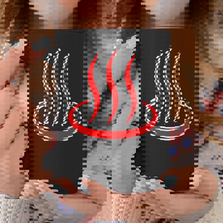 温泉マーク・赤 レッド（アイラブ 温泉／お風呂 大好き）銭湯 記号 お土産 旅行 メッセージ・面白 コーヒーマグ 面白い贈り物