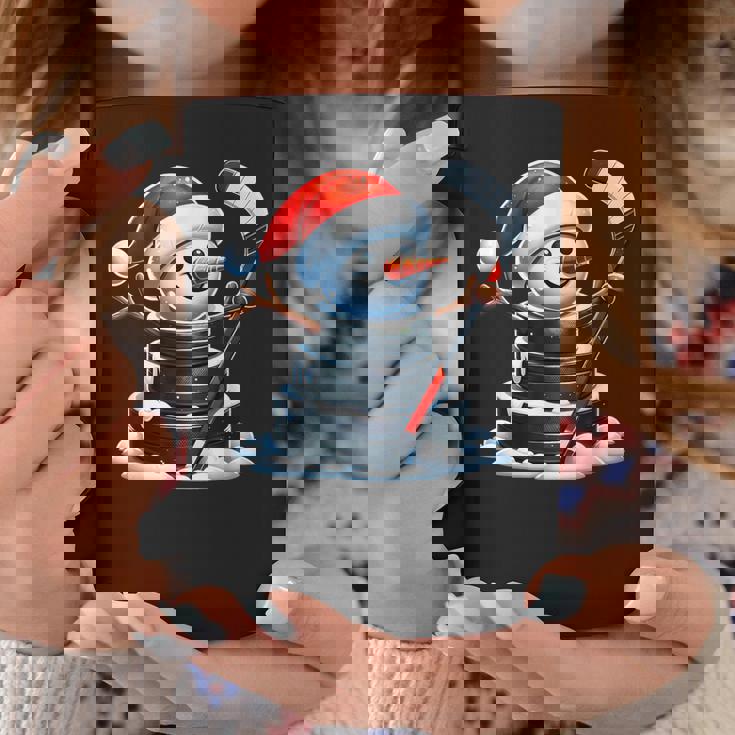 漫画 アイスホッケーパック 雪だるま サンタ帽子付き クリスマス コーヒーマグ 面白い贈り物