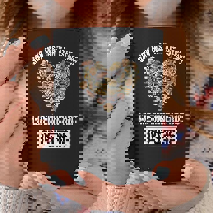 牡蠣好きにはごめんなさい、牡蠣のことを考えて聞いていませんでした コーヒーマグ 面白い贈り物