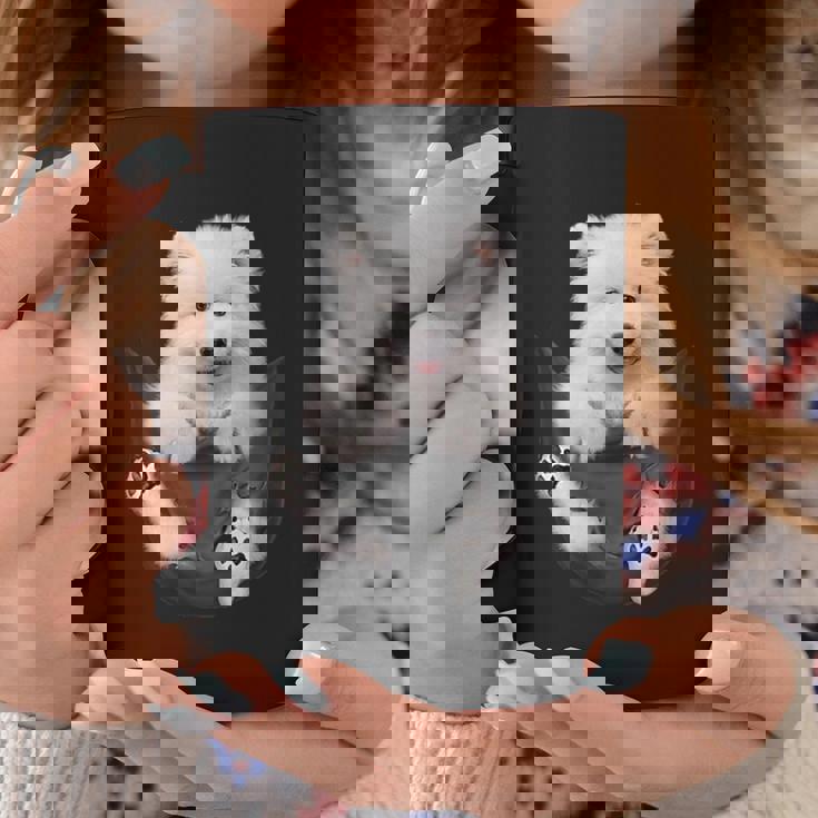 犬好きの方へのギフト サモエド ポケットに入った面白い犬の顔 コーヒーマグ 面白い贈り物