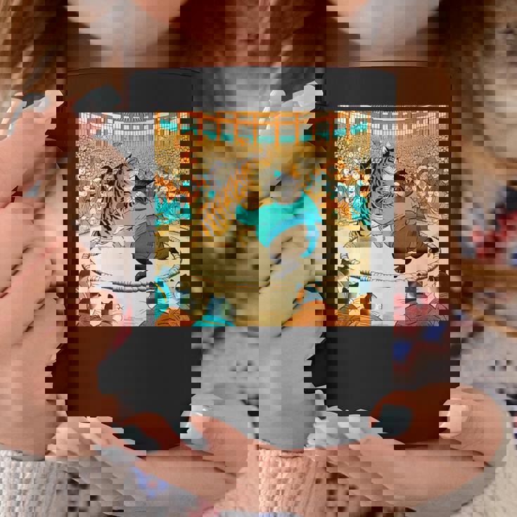 猫 ネコ 相撲 面白いtシャツ 文字入り メンズ おもしろ 面白い 服 おもしろグッズ ネタ 力士 浮世絵 コーヒーマグ 面白い贈り物