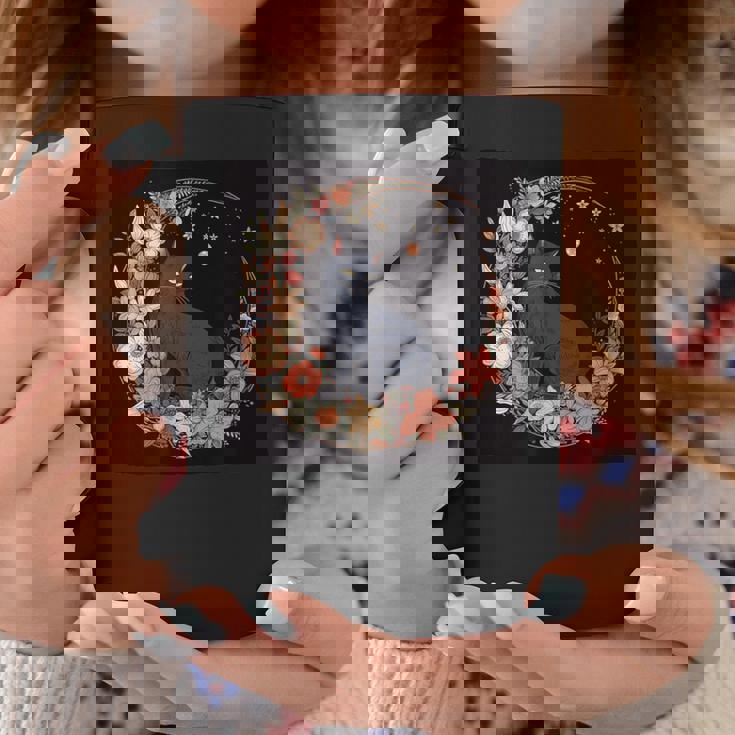 猫 月 花柄 グラフィック コーヒーマグ 面白い贈り物