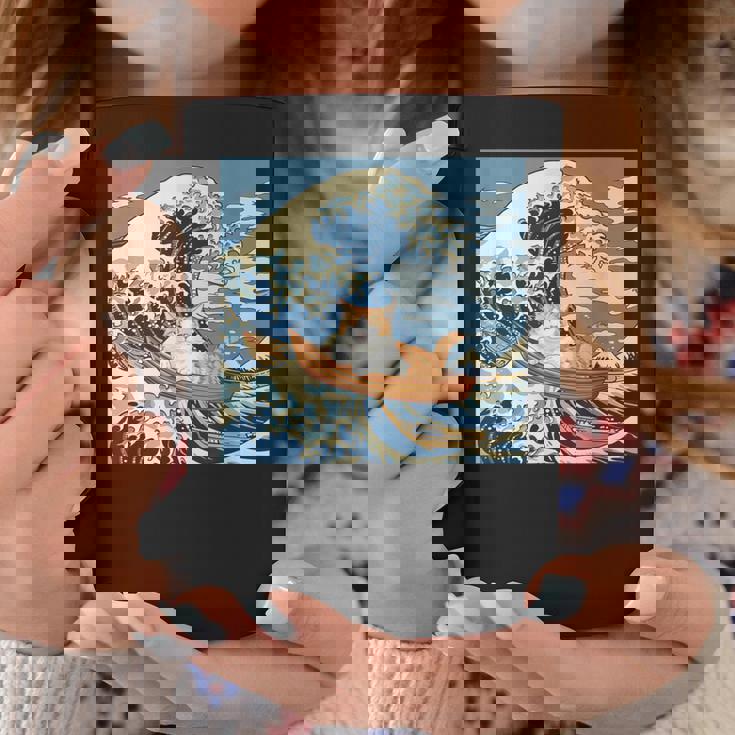 猫 葛飾北斎 神奈川沖浪裏 ネタ 冗談 ギャグ かわいい コーヒーマグ 面白い贈り物