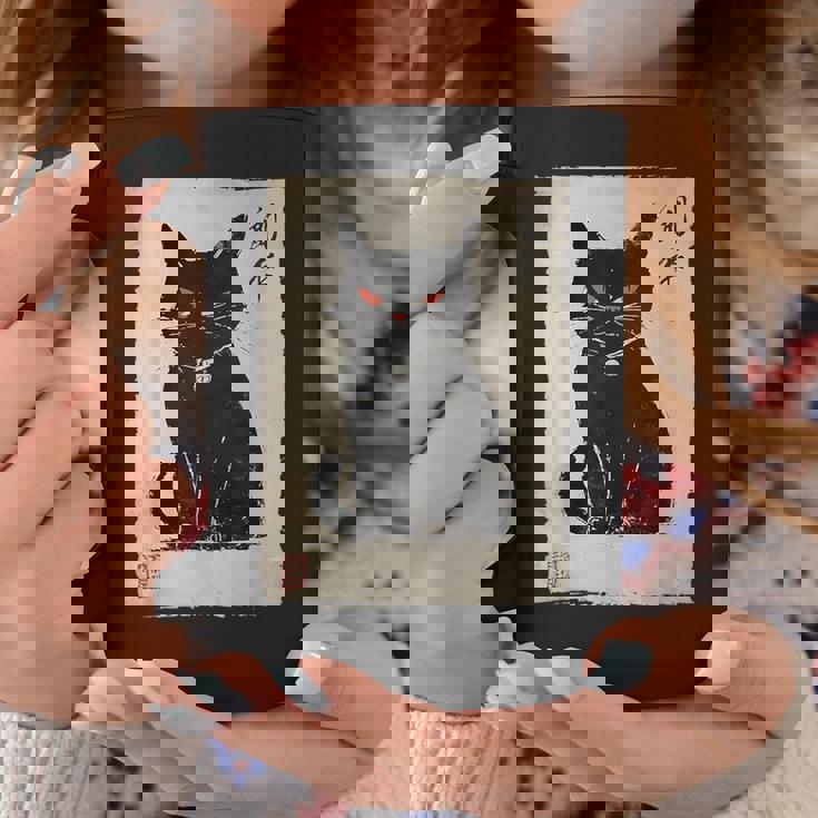 猫 鬼 ハロウィン 日本 ミニマリスト 墨絵 浮世絵風 コーヒーマグ 面白い贈り物