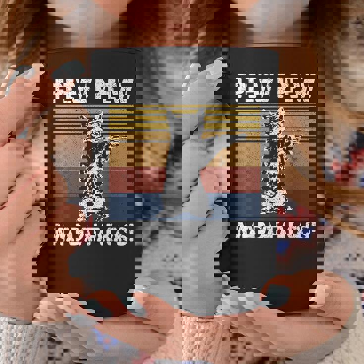 猫ビンテージpewpewpewマダファカス猫クレイジーピュー コーヒーマグ 面白い贈り物