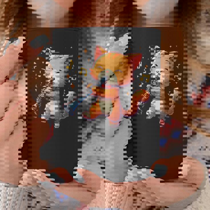 猫好きのためのかわいい猫のデザイン 猫がクラリネットを弾く コーヒーマグ 面白い贈り物