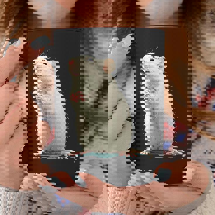 白いネズミが好きな人のための面白い見た目の白いネズミ コーヒーマグ 面白い贈り物