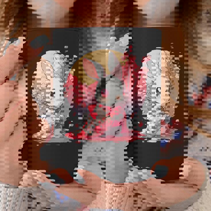 白うさぎの春のさくらアドベンチャー コーヒーマグ 面白い贈り物