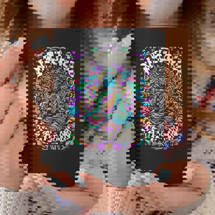 瞑想 Nirvanatate Of Mind ファニーグラフィックtシャツ コーヒーマグ 面白い贈り物