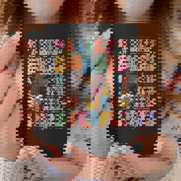 私は馬と3人が好きグルーヴィーな乗馬乗馬ライダー コーヒーマグ 面白い贈り物